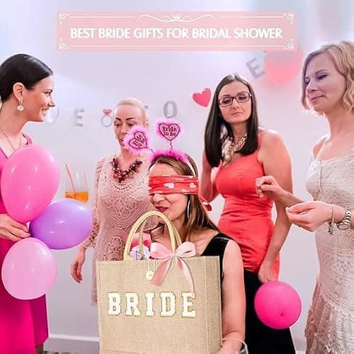 JUSTOTRY 1pcs Bride to Be Tote Bag, Beige, Hen Party Bag with 'BRIDE' Lettering, Hen Do Accessory, Bridal Shower Gift, Engagement Party Decoration — view 6