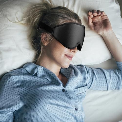 WLLHYF Silk Sleep Mask, 3D Stereo Deep Sleep Eye Mask Comfortable Adjustable Cute Block Out Light Eye Covers for Man and Woman All Night Sleep (Black) — view 6