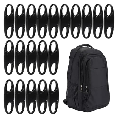 Anti Theft Zipper Locks for Backpacks 20pcs Zipper Clip Theft Deterrent Dual Opening S-Hook Zippers Pull Locks for Backpacks, Camping, Fishing, Traveling, Outdoor Sports (Black)