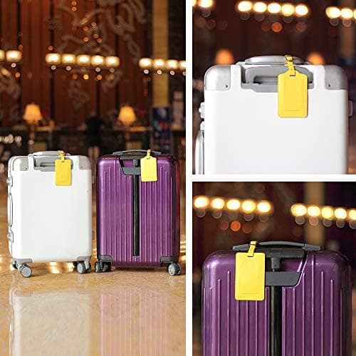Luggage Tags, Microfiber Leather Personalized Suitcase Tag Set Luggage id Tags Labels Travel Accessories-Set of 4(Yellow) — view 2