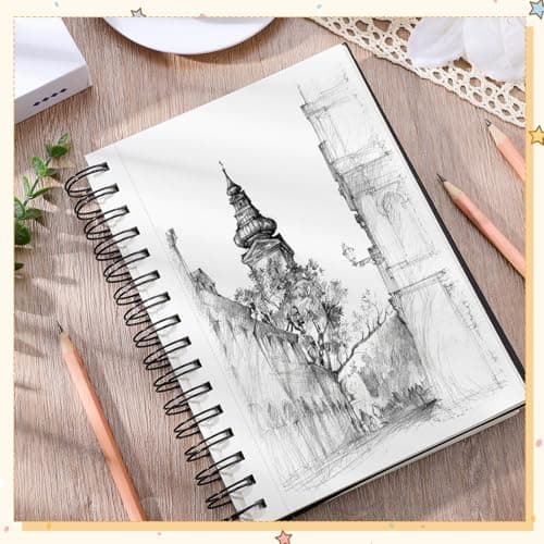A5 Sketch Book for Kids, 160gsm Hardcover Spiral Drawing Pad, 60 Sheets — view 4