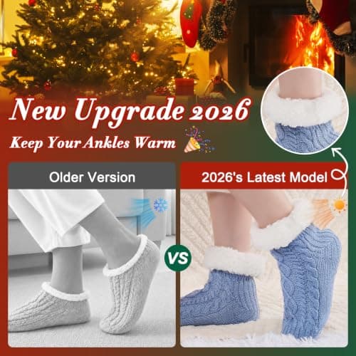 SockWaddles Slipper Socks for Women & Men, Non Slip, Thermal Winter Blue — view 3