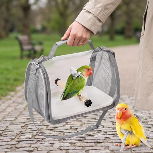 Bird Travel Carrier 26cm Plastic Portable Cage with Perch and Tray — view 6