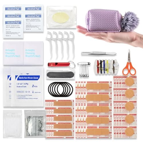 Women's First Aid Kit 120PCS Portable Set Wedding Emergency Kit Items for Girl Lady Mother Wife Nurse for Girl Lady Mother Wife Nurse Present Set (Purple)