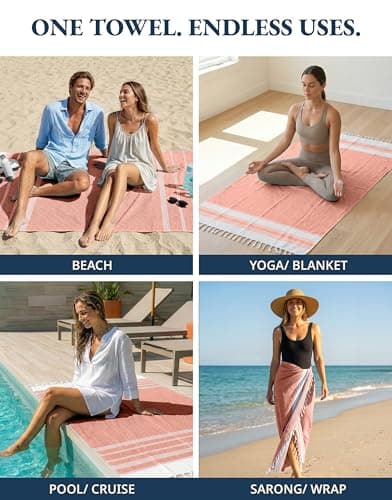 LANE LINEN Turkish Beach Towel 2 Pack, Oversized Towel 39"x71", Cotton Rich Beach essentials For Women, Large Pool Towel, Absorbent & Quick Dry, Sand Free - Bird of Paradise — view 6