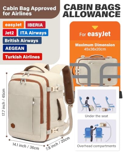 VANKEV 45x36x20 Easyjet Cabin Bag Underseat Travel Backpack Hand Luggage — view 3