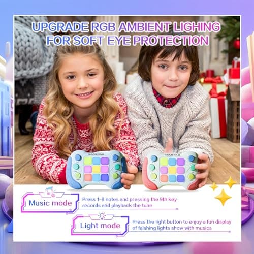 Kids Handheld Games, Upgraded Flashing Quick Press Games Pro for Kids, Speed Push Light Up Fidget Game, Educational Handheld Console Gamepad Toy for Boys, Girls Gifts — view 3