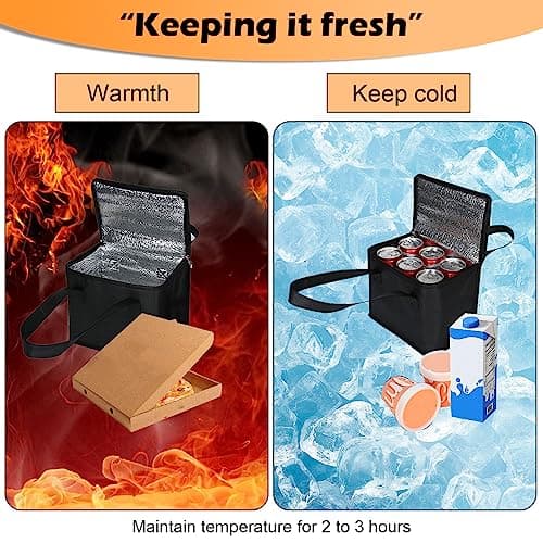 2 pack small Food Cooler Bag, 5L/7L thermal insulation picnic bag, Portable Delivery Bag with Zipper, Great Cooler Bag for Picnic, Travel, Food Delivery (Black) — view 4