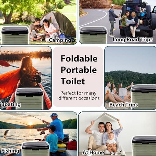 Crystals 24L Portable Camping Toilet – Compact Outdoor Travel Potty Loo for Caravan, Folding Toilet, Fishing, Hiking, Festivals & Picnics – Lightweight, Easy-Clean Design (Green/Black) — view 5
