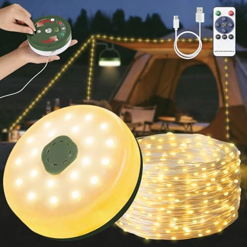 Retractable Camping String Lights 10m: 20s Wind-Up Tangle-Free Warm White
