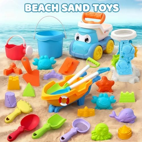 Beach Toys Set, 31pc Play Sand Toys for Toddlers, Collapsible Bucket and Spade Set ,Outdoor Fun Sand Tools for Kids, Girls Boys Summer Beach Games,Summer Outdoor Travel Toys for Kids Toddlers Girls — view 5