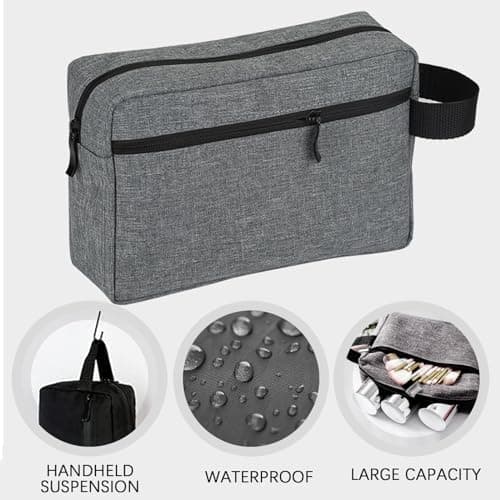 EUPSIIU 2 Pack Toiletry Bags, Toiletry Bag for Men, Waterproof Travel Toiletry Bag, Portable Wash Bag, Toiletries Bag with Handle for Men and Women, for Gym Shower Bathroom Travel (Black+Grey) — view 4