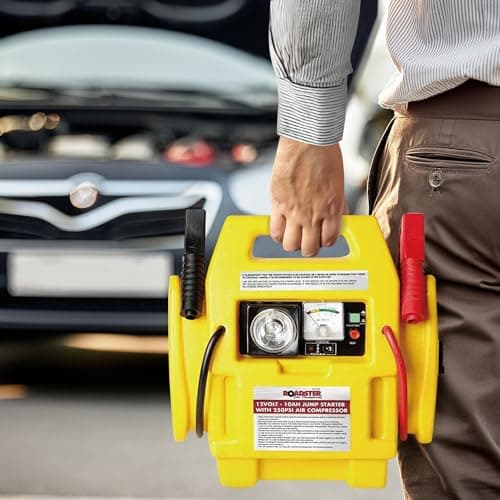 12v Portable Car Jump Starter - Air Compressor Battery Start Emergency Booster Charger Volt Leads Rechargeable Built in 3.5w Spotlight Garage All in One Travel — view 2