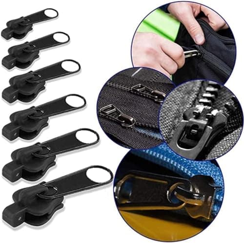 6PCS Zipper Restoration Kit with Metal Sliders and Teeth - Universal Multi-Tool Repair Set for Jackets, Bags and Luggage, Heavy-Duty Zipper Replacement Tools (Black) — view 4