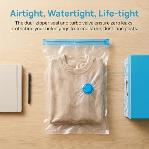4 Pcs Space Saver Bags Vacuum Storage Bags Small Compression Zipper Storage Bags Vacuum Pack Bags for Clothes, Vacuum Bags for Clothes Travel Home, with Airtight Valve, 50 x 30 cm — view 3