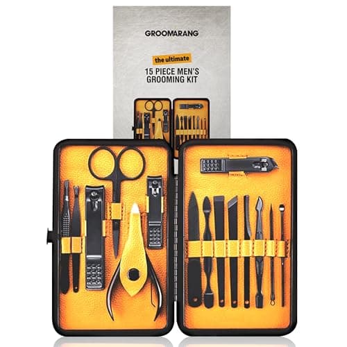Groomarang 15pc Mens Manicure Kit - Stainless Steel Corrosion Resistant Nail Clipper Grooming Set — view 2
