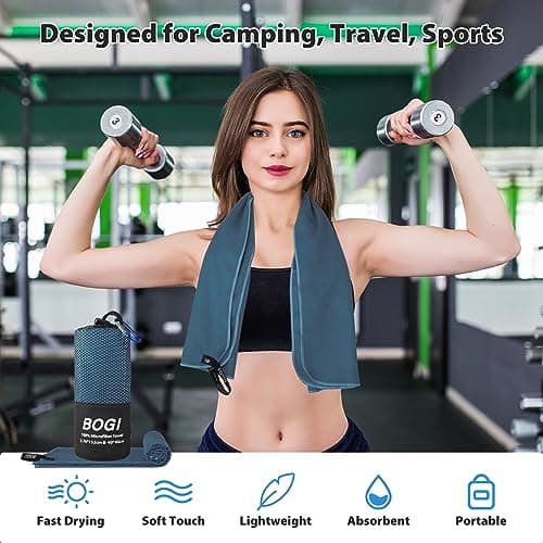 BOGI 4 Pack Microfibre Travel Towel, Quick Dry, Soft Lightweight Gym Towel, Super Absorbent & Ultra Compact Camping Towel for Beach Sports Swimming Gym Yoga Camping Hiking Swimming Backpacking-X Large — view 5