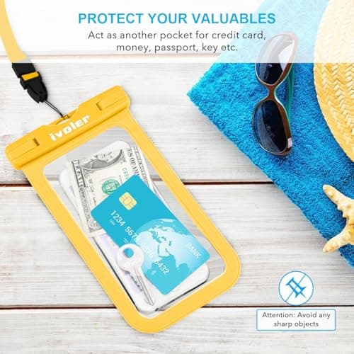 ivoler [2 Pack Waterproof Phone Case & Pouch Set, IPX8 Dry Bag with Waist Strap for Beach, Swimming, Kayaking, Fits iPhone 17 16 15 Pro Max, Samsung S26 S25 Ultra, Up to 7.0" - Beige — view 6