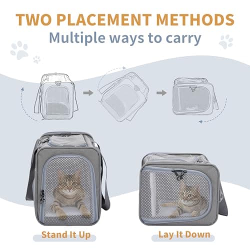 Petsfit Cat Carrier，Airline Approved Carrier,Small Dogs &Kitten Pet Carriers Two-Way Placement on Airplane, Collapsible Soft Sided Cat Travel Carrier-Grey — view 2