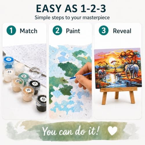EXERZ Rolled Up Canvas Paint by Numbers Kits 30x40cm Landscape Elephant — view 4