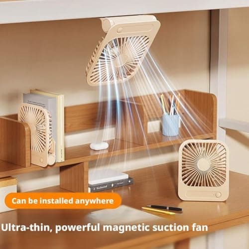 Cruise Ship Approved Magnetic Fan, Portable Rechargeable USB-C Travel Fan with Space-Saving Design, 4-Speed Adjustable & Ultra Quiet, Desk Fans 2026 Cruises (Gray) — view 3