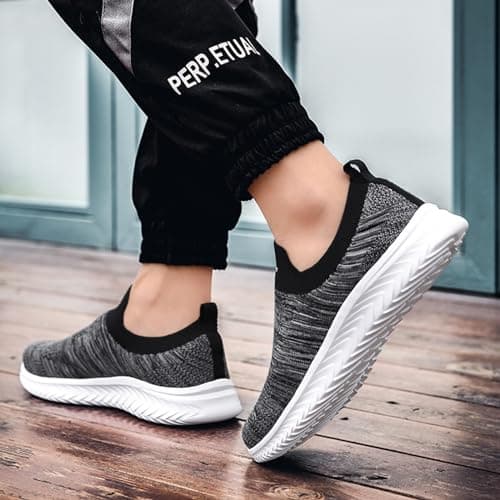 Walking Shoes Mens Light Weight, Trainers Men Barefoot, Loafer Shoes Slip On Sneakers with Anti Slip Soles Lightweight Walking Shoes Athletic Running Shoes Gym Workout Shoe with Arch Support Grey — view 5