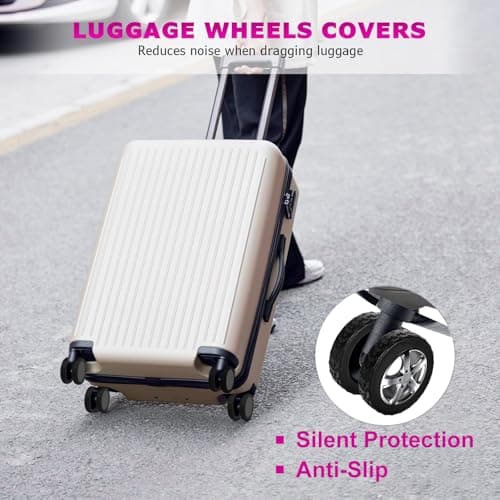 INCNMAD Luggage Wheel Covers 8 Pcs Black Suitcase Wheel Protectors Cover Universal Fit Anti-Wear Travel Accessories, Protects Wheels from Damage — view 5