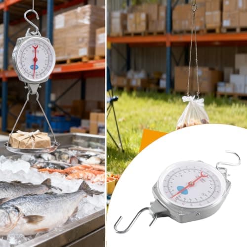 Ausi Hanging Scale, Portable Weighing Scale with Hooks, Heavy Duty Spring Scales, 200kg/440lbs, Grey — view 6