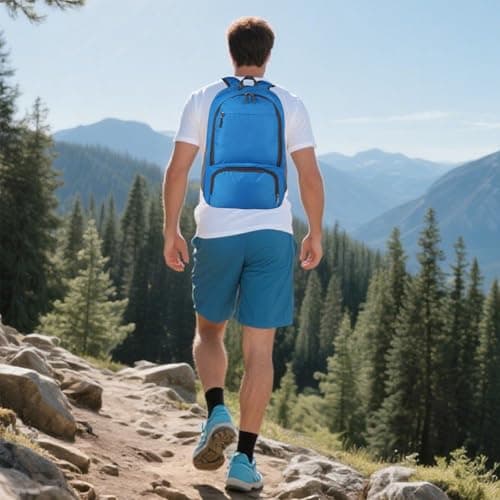 GUZHAIREN 30L Foldable Backpack, Waterproof Rucksack for Men Women, Blue — view 6