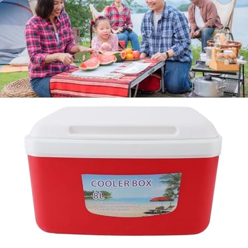 Hidyliu 8L Insulated Portable Cooler, Professional Hard Cooler Box with Portable Handle for Camping Picnic Beach Fishing Travel (Red) — view 2