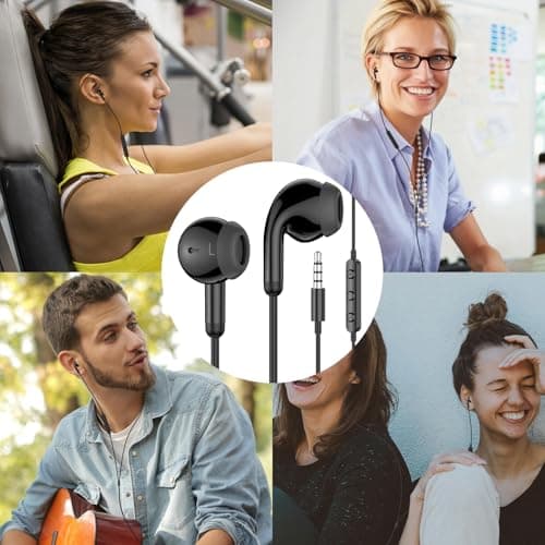 3.5mm Jack Wired Earbuds Headphones Noise Cancelling Headset with Mic Black — view 3