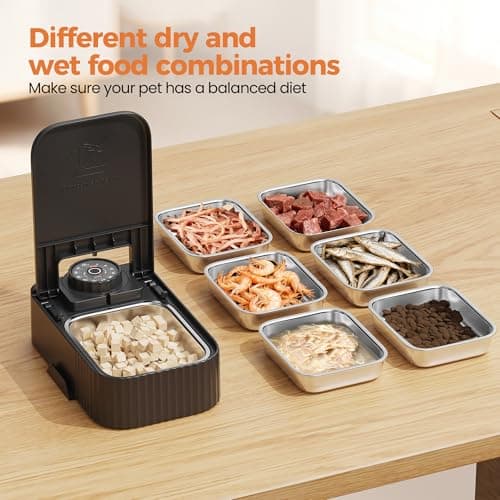 Stainless Steel Cat Food Dispenser: Automatic Cat Feeder with 48-hour Timer - Pet Food Dispenser Wireless - 2 Meal Dog Feeder - Meals up to 350g Each - Refrigerate and Keep Fresh — view 6