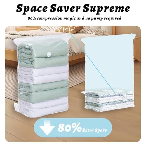 2 Pack Large Vacuum Storage Bags, 100 x 80 cm Vacuum Bags for Travel, White — view 6