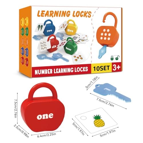 YYDeek 5 Set Locks and Key Toys for 2 3 4 Year Old Boy and Girls, Number Counting Blocks Travel Toys for Toddlers on Plane, Montessori Cuase and Effect Preschool Learning Activities — view 6