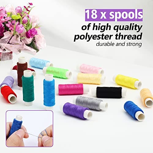 Sewing Kit, AUERVO Mini Sewing Kits 86PCS Thread and Needles Set for Adults, DIY,Home, Travel & Emergency with Compact Small Purple Zipper Case — view 2