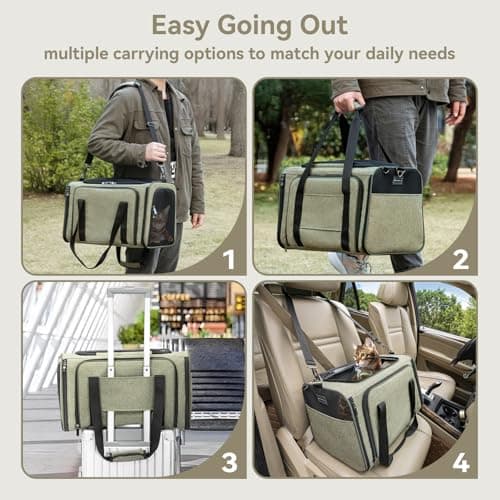 Petsfit Expandable Cat Carrier, Airline Approved Soft-Sided Pet Travel Bag for Small Dogs & Cats, Dual-Sided Extension Up to 5kg, Washable Grey Pet Carrier for Travel — view 5