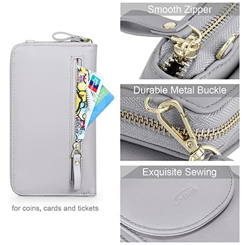 S-ZONE PU Leather RFID Blocking Crossbody Cell Phone Bag for 6.7 Inch Cellphone Women Leather RFID Blocking Wallet Purses with Credit Card Slots — view 5
