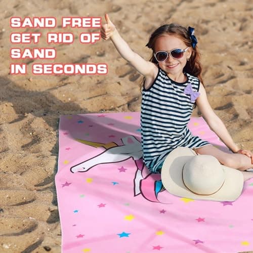 WERNNSAI Unicorn Microfibre Beach Towel for Kids, 76 x 150cm Bath Towel — view 5