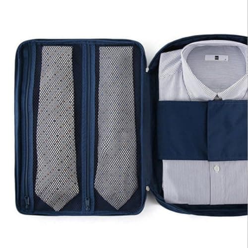 Waterproof Polyester Travel Shirt Tie Storage Organizer Navy Blue — view 2
