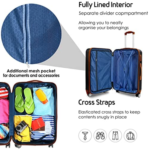 CALDARIUS Hardshell Luggage | Durable Suitcases | Lightweight & Secure with Combination Lock | Smooth 4 Dual Spinner Wheels | Ideal Travel Bag & Luggage Sets (Black, Medium 24") — view 4