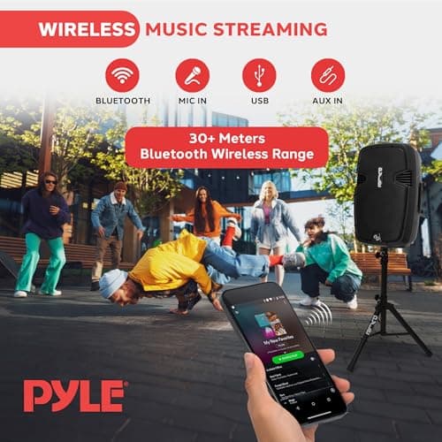 Pyle Portable PA Speaker System 1800W Bluetooth Active/Passive Outdoor — view 2