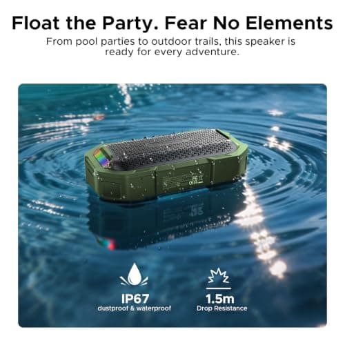 DOOGEEEco MagGrip Magnetic Portable Bluetooth Speaker, IP67 Waterproof Wireless Portable Speakers Bluetooth with RGB Light, 10W Loud Stereo TWS Pairing Bluetooth Speakers for Outdoor Kitchen - Green — view 4