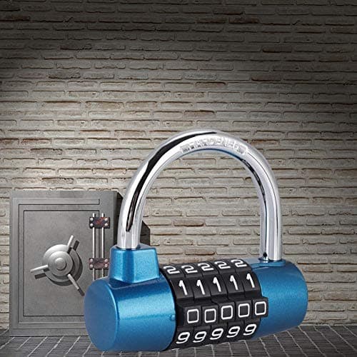 5 Digit Padlock, Zinc Alloy Code Lock U-Shaped Door Combination Lock for Gym, School & Employee Locker (Blue) — view 6