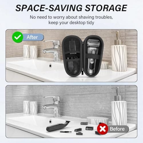 AOGOE Braun Series Electric Shaver Travel Bag 3 Series 5 Series 6 Series 7 Series 8 Series 9 Portable Electric Shaving Case EVA Hard Travel Bag Black — view 6