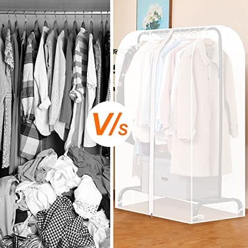 Newaner Garment Bag Long 110 cm Moth Protection for Clothes Rails, Translucent Garment Bags with Zip, Protective Cover, Clothes Rail for Dust, Moisture-Proof — view 3