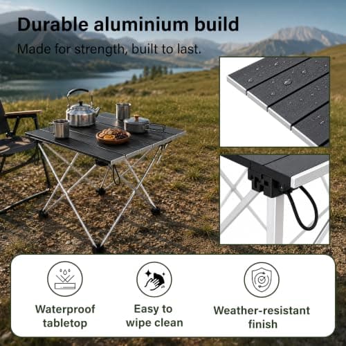 Vivo Technologies Lightweight Portable Camping Table,Outdoor Folding Table Compact Roll Up Tables Easy to Carry and Clean,Tent Table for Camping, Picnic, Hiking, BBQ Home Use 40x35x29cm (Small) — view 4