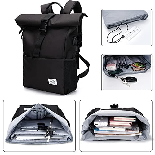 MoFut Rolltop Backpack for Men and Women, Large Laptop Backpack with 15.6 Inch Laptop Compartment, Waterproof Backpack, Multi-Compartment Travel Backpack, School Backpack, Work Backpack for University — view 4