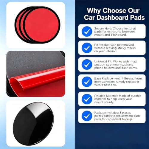 3 Pack Round Car Dashboard Adhesive Pads For Dash Cam Dashcam Sticky Pads — view 3