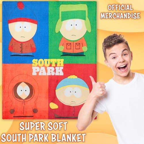 South Park Fleece Bed Blanket Soft Sofa Throw for Bedroom Accessories Eric Kenny Cartman Travel Home Decor 130 x 150cm Funny Gifts for Men (Multi) — view 2