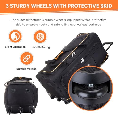 Skylark 36" XL Extra Large Suitcase Lightweight Wheeled Duffle Bag Holdall Luggage Travel Bag 3kg 155L Black — view 6